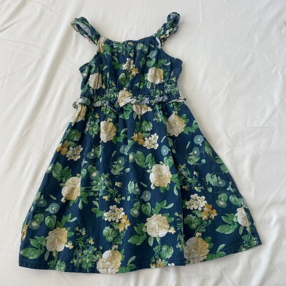 Old Navy Dress Girls 5T Floral Linen Cottagecore Maxi - Picture 1 of 6